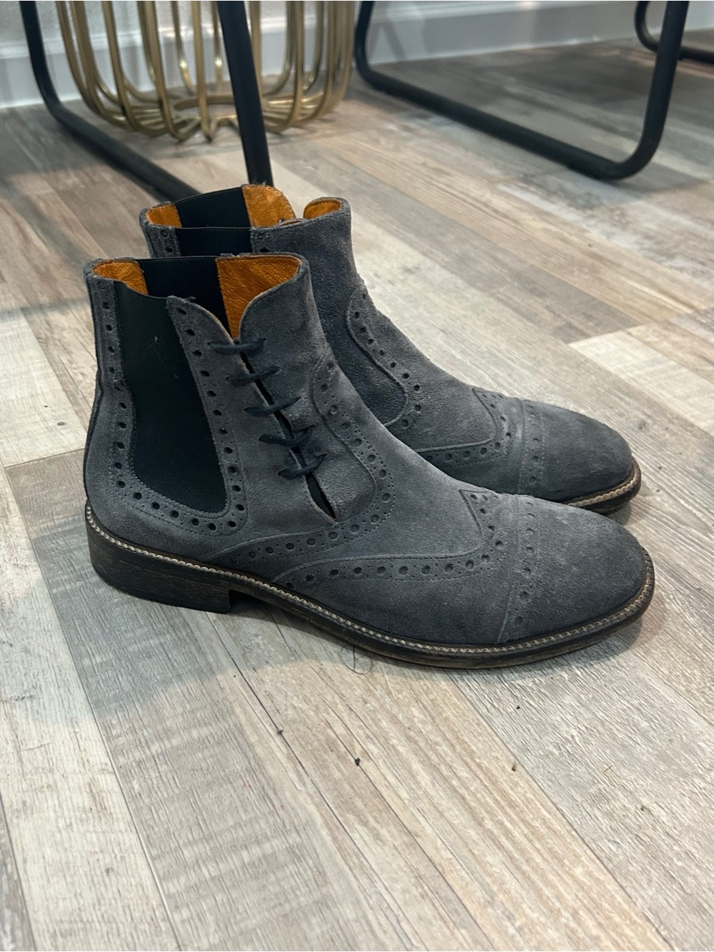 Enrico Fantini Men’s Suede Boots Sz 41/8 Gray Lace Up Chukka Business Old Money